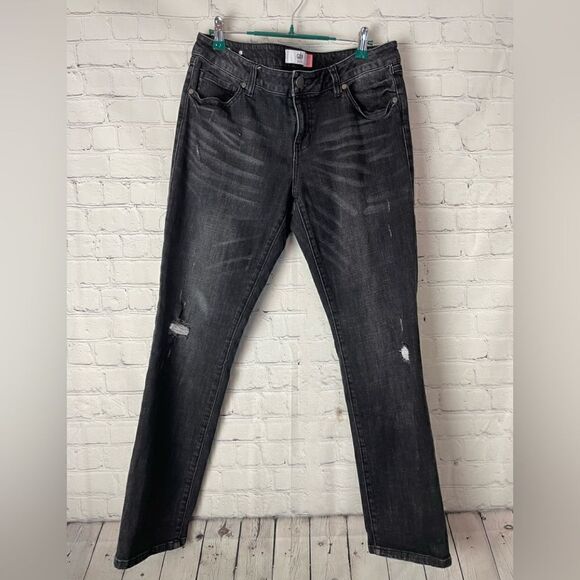 CAbi Slim Boyfriend Gray/Black Jeans Size 10 - Picture 1 of 6